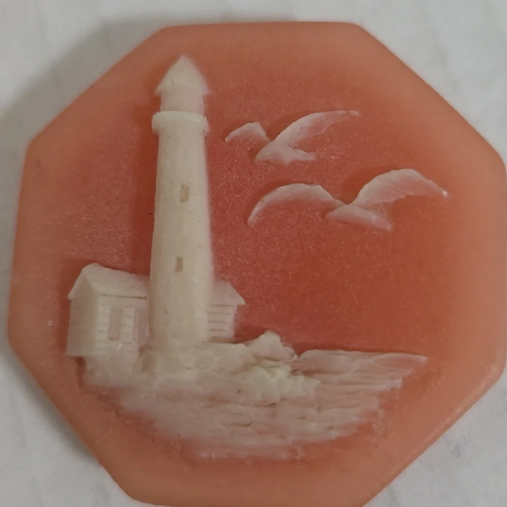 Vintage Raised Lighthouse Octagonal Trinket Box